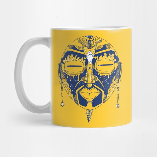 Navy Gold African Mask 2 by kenallouis